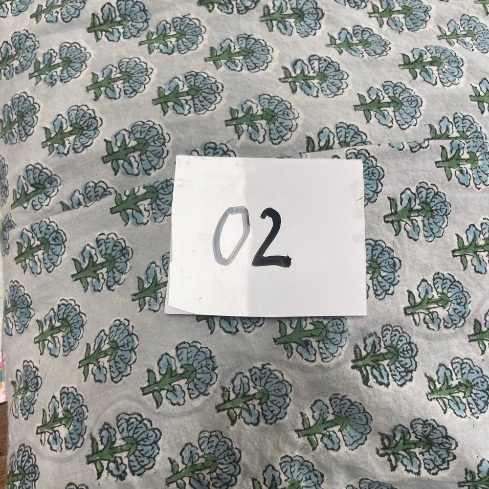 TMC Monogram Corner Block Print Dress Blue Floral Boho Cotton Size M - Picture 9 of 9